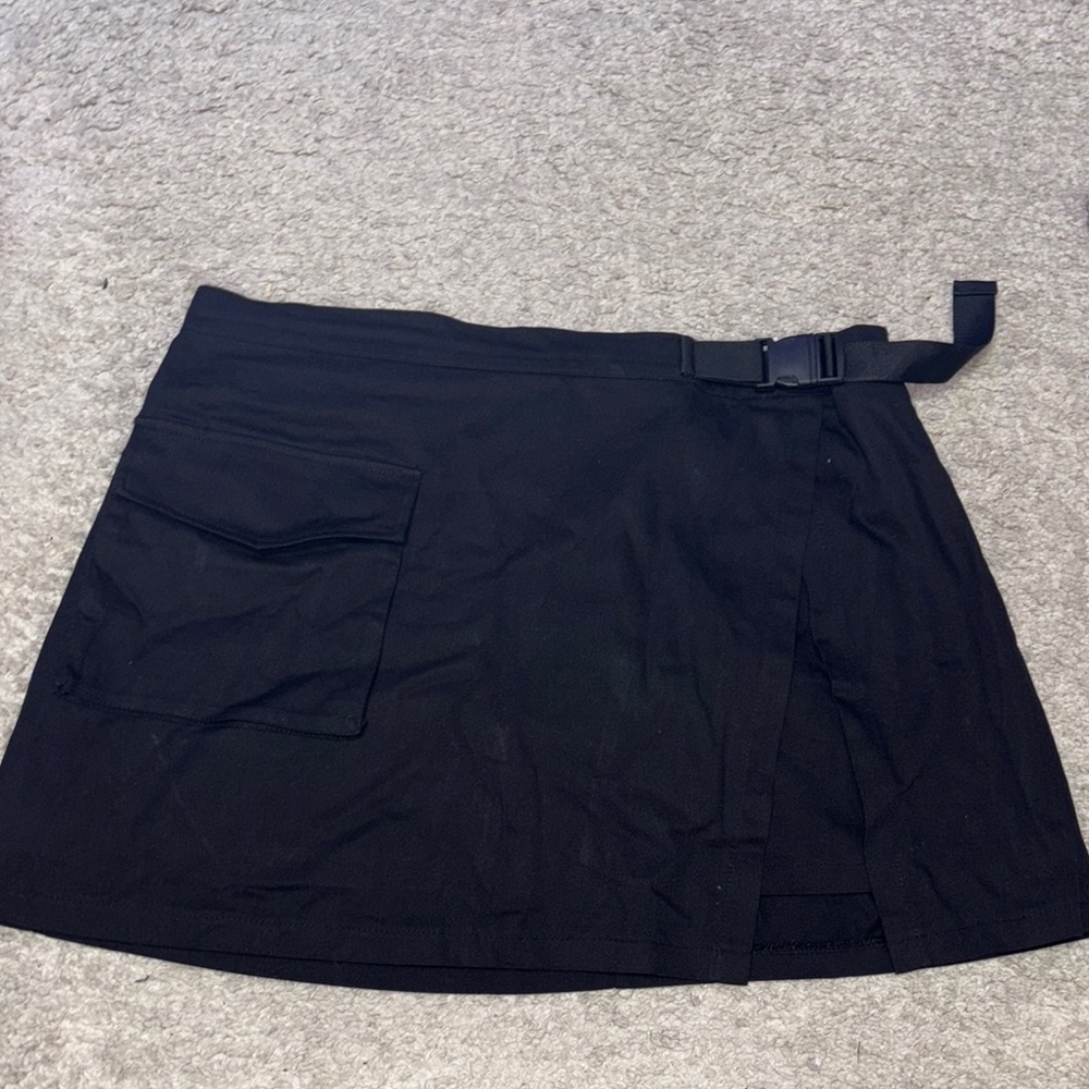 Black Mini Skirt with Pocket and Belt